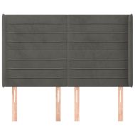 Горна табла за легло с уши, тъмносива, 147x16x118/128см, кадифе