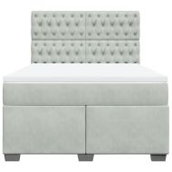 Боксспринг легло с матрак, светлосиво, 160x200 см, кадифе