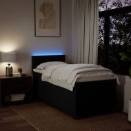 Боксспринг легло с матрак, черно, 90x200 см, плат