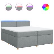 Боксспринг легло с матрак, светлосиво, 200x200 см, плат