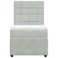 Боксспринг легло с матрак, светлосиво, 100x200 см, кадифе