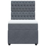 Боксспринг легло с матрак, тъмносиво, 100x200 см, кадифе