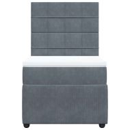 Боксспринг легло с матрак, тъмносив, 90x190 см, кадифе