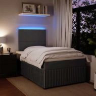 Боксспринг легло с матрак, тъмносив, 120x190 см, кадифе