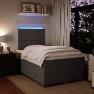 Боксспринг легло с матрак, тъмносив, 120x190 см, кадифе