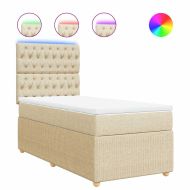 Боксспринг легло с матрак, кремава, 80x200 см, плат