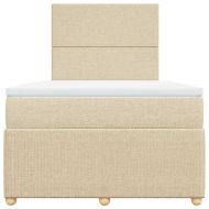 Боксспринг легло с матрак, кремаво, 120x190 см, плат