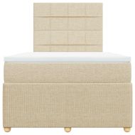 Боксспринг легло с матрак, кремаво, 120x190 см, плат