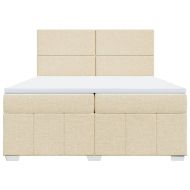 Боксспринг легло с матрак, кремаво, 200x200 см, плат