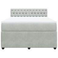 Боксспринг легло с матрак, светлосиво, 160x200 см, кадифе