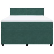 Боксспринг легло с матрак, тъмнозелено, 140x200 см, кадифе