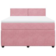 Боксспринг легло с матрак, розово, 160x200 см, кадифе