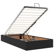 Османска легло с матрак&LED, черно, 80x200 см, изкуствена кожа