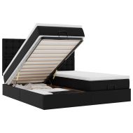 Османска легло с матраци&LED, черно, 180x200см, изкуствена кожа