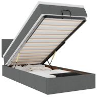 Османска легло с матрак и LED, тъмносиво, 80x200 см, плат