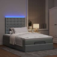 Османска легло с матрак и LED, светлосиво, 120x200 см, плат