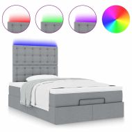 Османска легло с матрак и LED, светлосиво, 120x200 см, плат