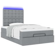 Османска легло с матрак и LED, светлосиво, 120x200 см, плат
