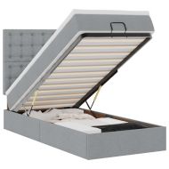 Османска легло с матрак и LED, светлосиво, 90x190 см, плат