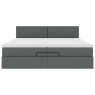 Османска легло с матрак и LED, тъмносиво, 200x200 см, плат