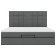 Османска легло с матрак и LED, тъмносиво, 180x200 см, плат