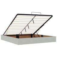 Османска легло с матрак и LED, светлосиво, 160x200 см, кадифе