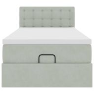 Османска легло с матрак и LED, светлосиво, 90x200 см, кадифе