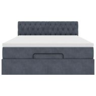 Османска легло с матрак и LED, тъмносиво, 140x190 см, кадифе