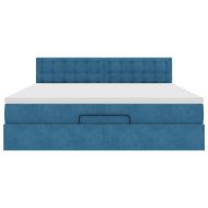 Османска легло с матрак и LED, тъмносиньо, 160x200 см, кадифе