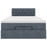 Османска легло с матрак и LED, тъмносиво, 120x200 см, кадифе