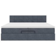 Османска легло с матраци и LED, тъмносиво, 200x200 см, кадифе