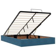 Османска легло с матрак и LED, тъмносиньо, 140x200 см, кадифе