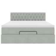 Османска легло с матрак и LED, светлосиво, 140x200 см, кадифе