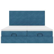 Османска легло с матраци и LED, тъмносиньо, 180x200 см, кадифе