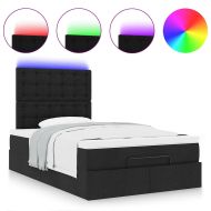 Османска легло с матрак и LED, черно, 120x190 см, плат