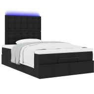 Османска легло с матрак и LED, черно, 120x190 см, плат