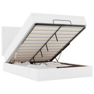 Османска легло с матрак&LED, бяло, 140x200 см, изкуствена кожа