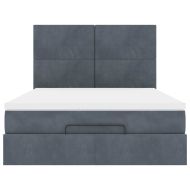 Османска легло с матраци и LED, тъмносиво, 140x190 см, кадифе