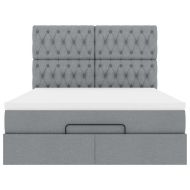 Османско легло с матрак & Светодиоди Светло сиво 140x190cm Плат