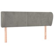 Горна табла за легло с уши, светлосива, 147x23x78/88 см, кадифе