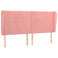 Горна табла за легло с уши, розова, 203x23x118/128 см кадифе
