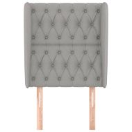 Горна табла за легло с уши, светлосива, 83x23x118/128 см, плат