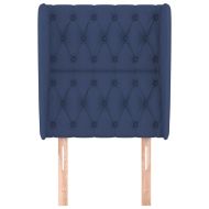 Горна табла за легло с уши, синя, 83x23x118/128 см, плат