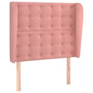 Горна табла за легло с уши, розова, 93x23x118/128 см, кадифе