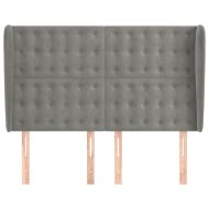 Горна табла за легло с уши,светлосива, 147x23x118/128 см кадифе