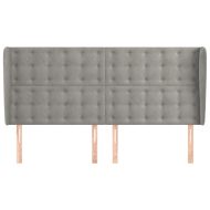 Горна табла за легло с уши, светлосива,183x23x118/128 см,кадифе