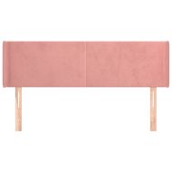 Горна табла за легло, розова, 147x16x78/88 см, кадифе