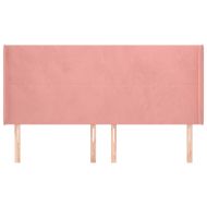 Горна табла за легло с уши, розова, 183x16x118/128 см, кадифе