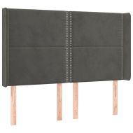 Горна табла за легло с уши, тъмносива, 147x16x118/128см, кадифе