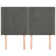 Горна табла за легло с уши, тъмносива, 147x16x118/128см, кадифе